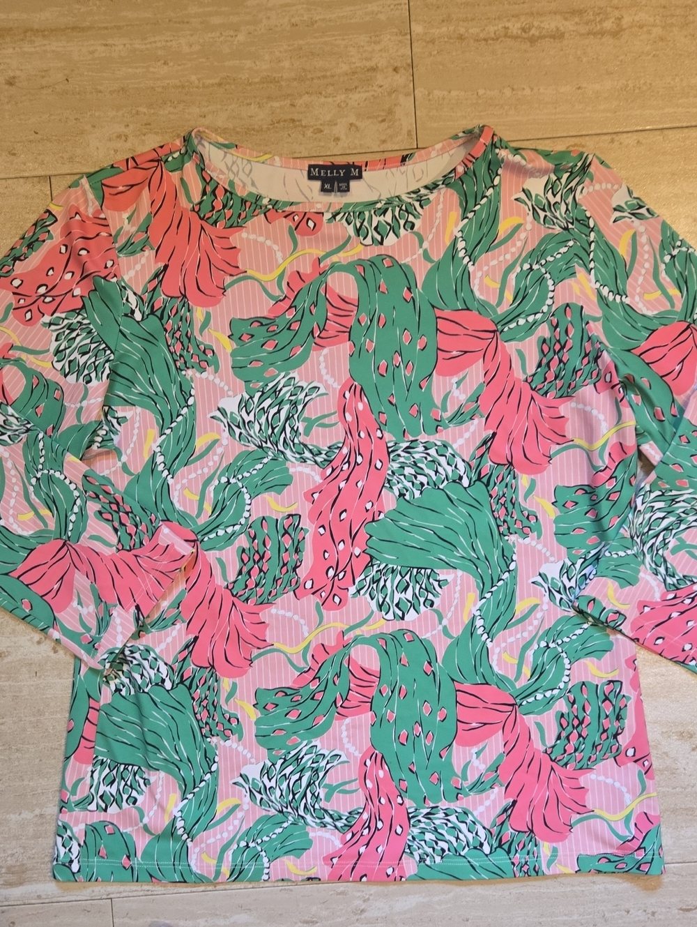 Melly M. Silky Multi-Color Design Print Top